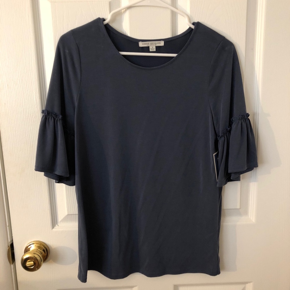 Green Envelope top with sleeve detailing